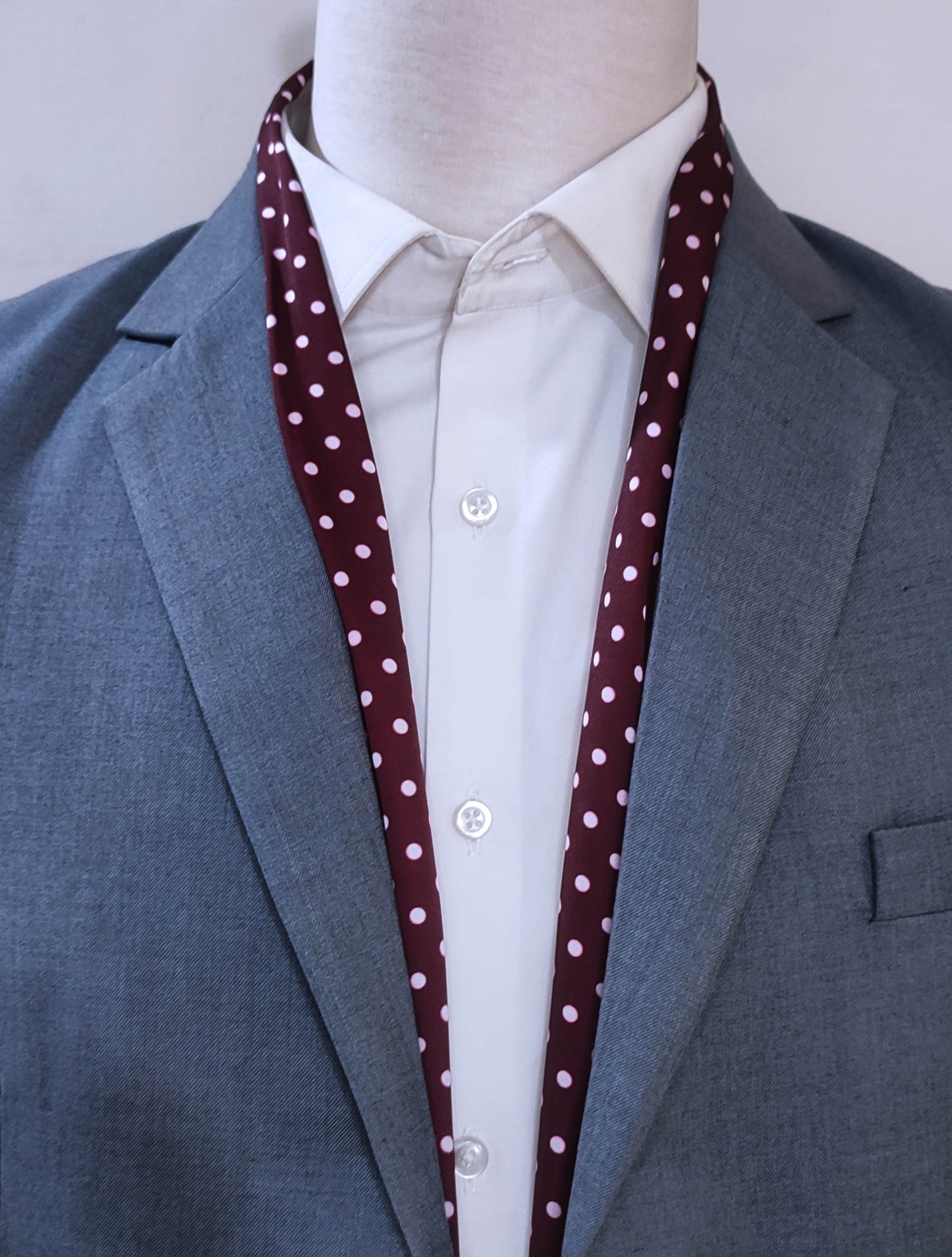 Dark Maroon with White Polka drops - Silk Scarf