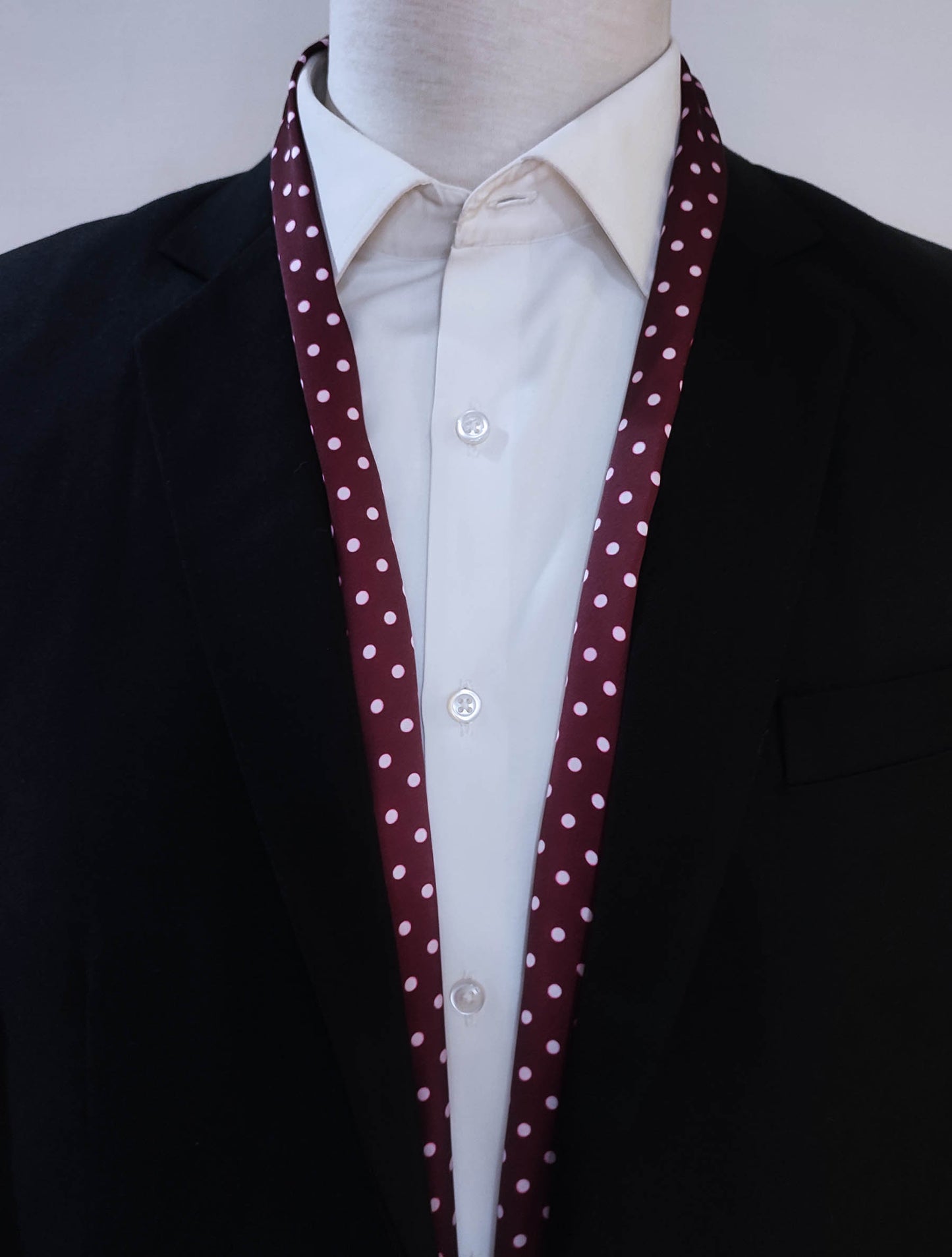 Dark Maroon with White Polka drops - Silk Scarf