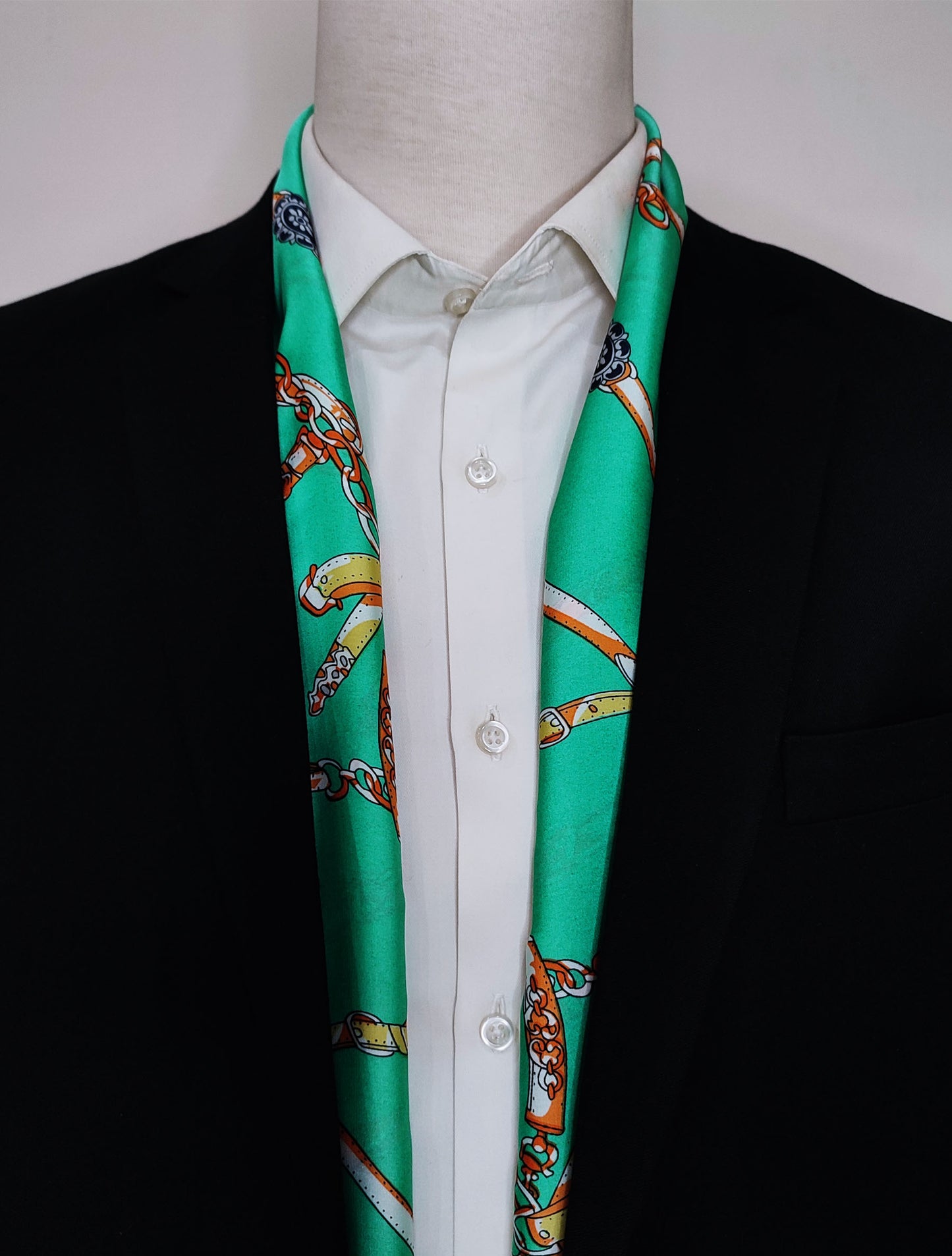 Chains and Straps (Sea Green) - Silk Men Scarf