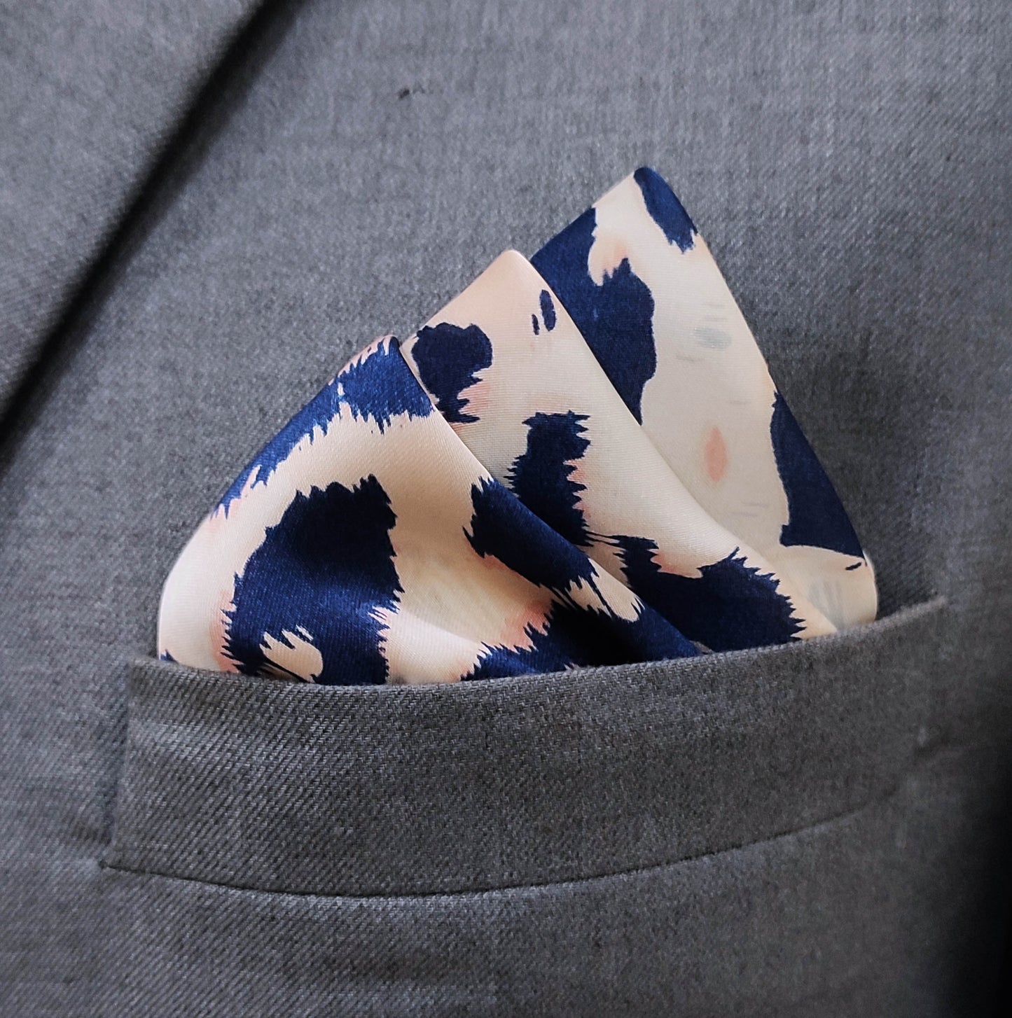 Snow Leopard Silk Pocket Square