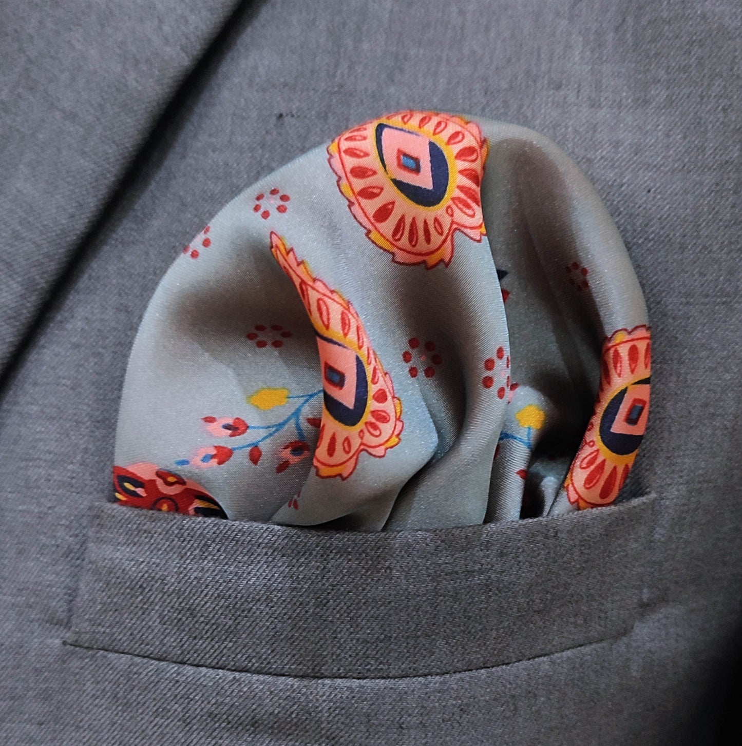 The Paisley Petals Silk Pocket Square