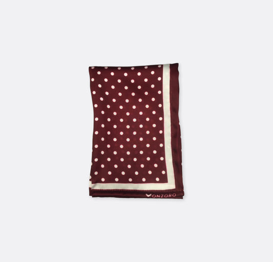 Dark Maroon with White Polka Drops - Silk Pocket Square