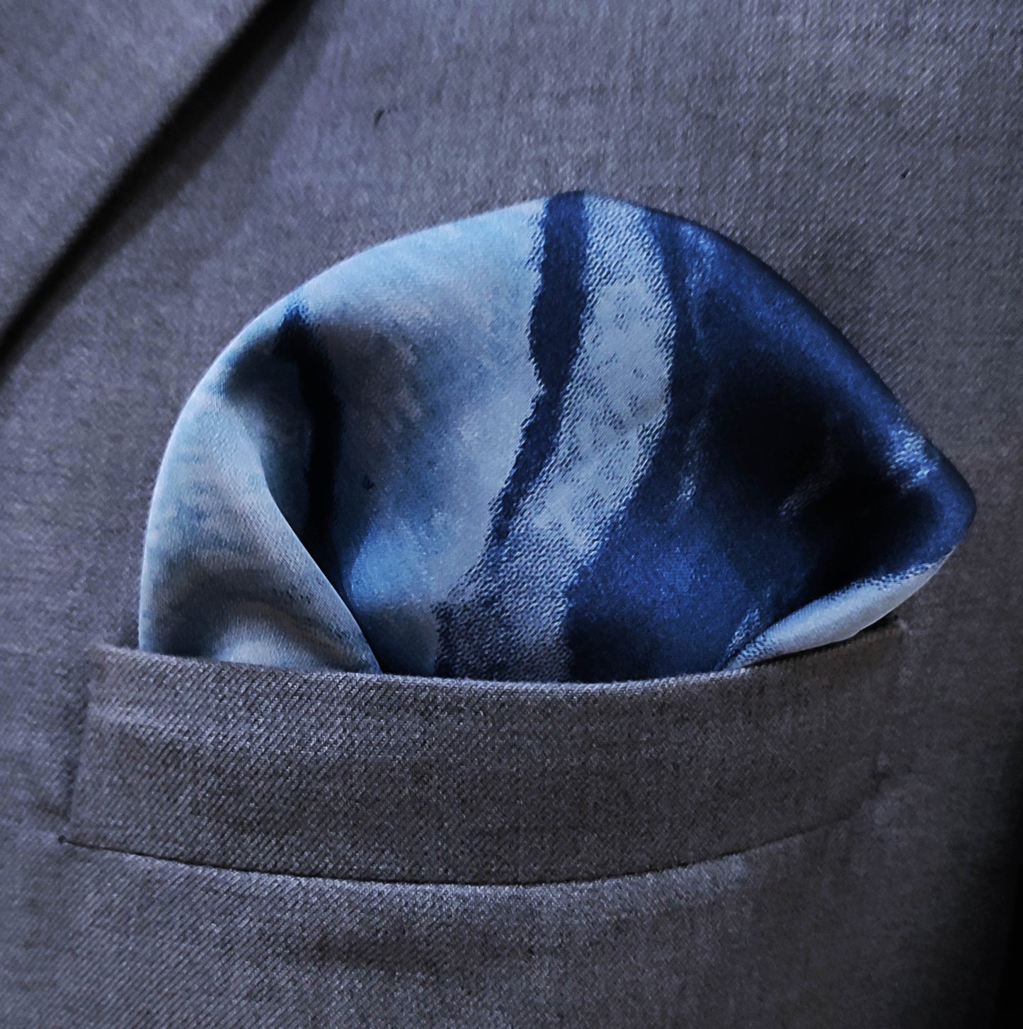 Deep Blue Ocean Silk Pocket Square