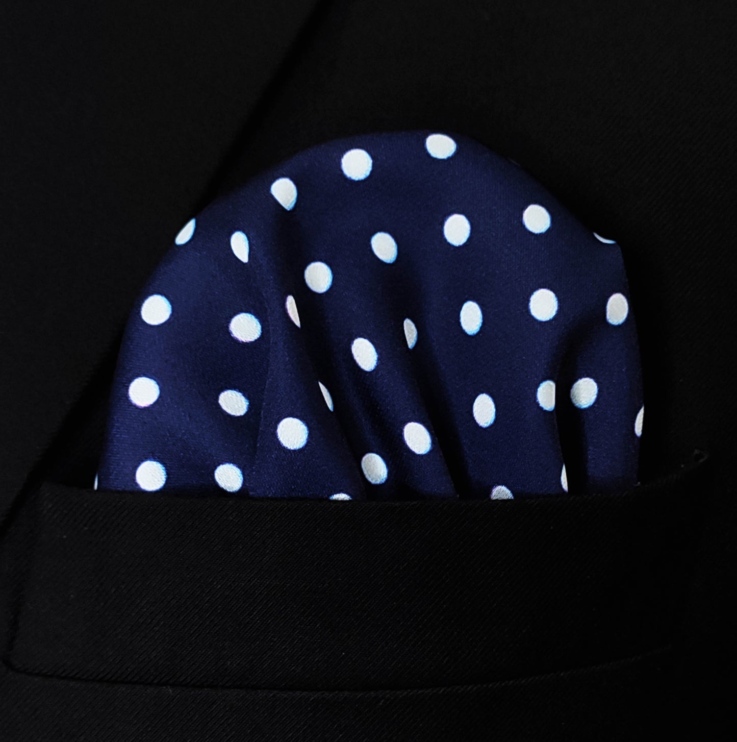 Starry Blue Night Polka Dots Silk Pocket Square