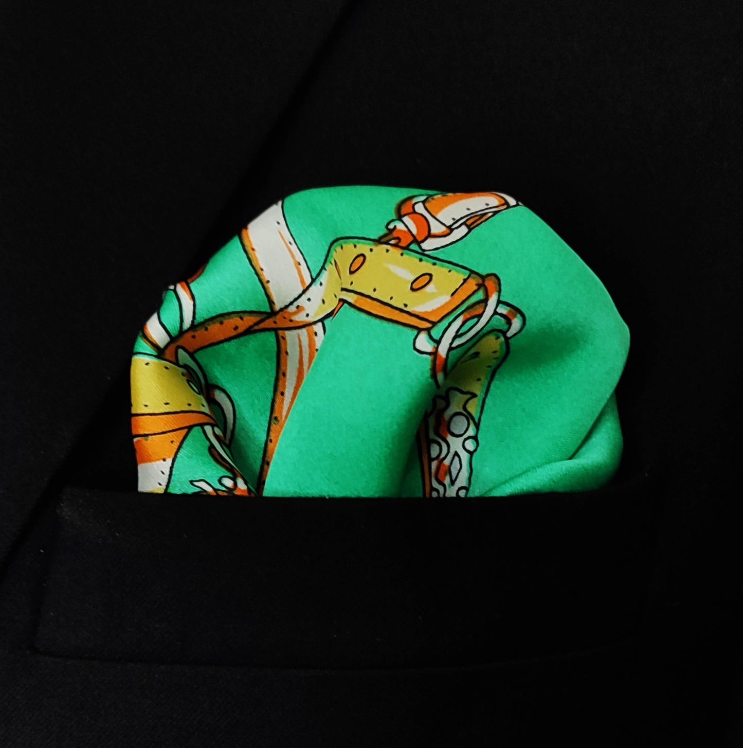 Chains and Straps (SEA GREEN) - Silk Pocket Square