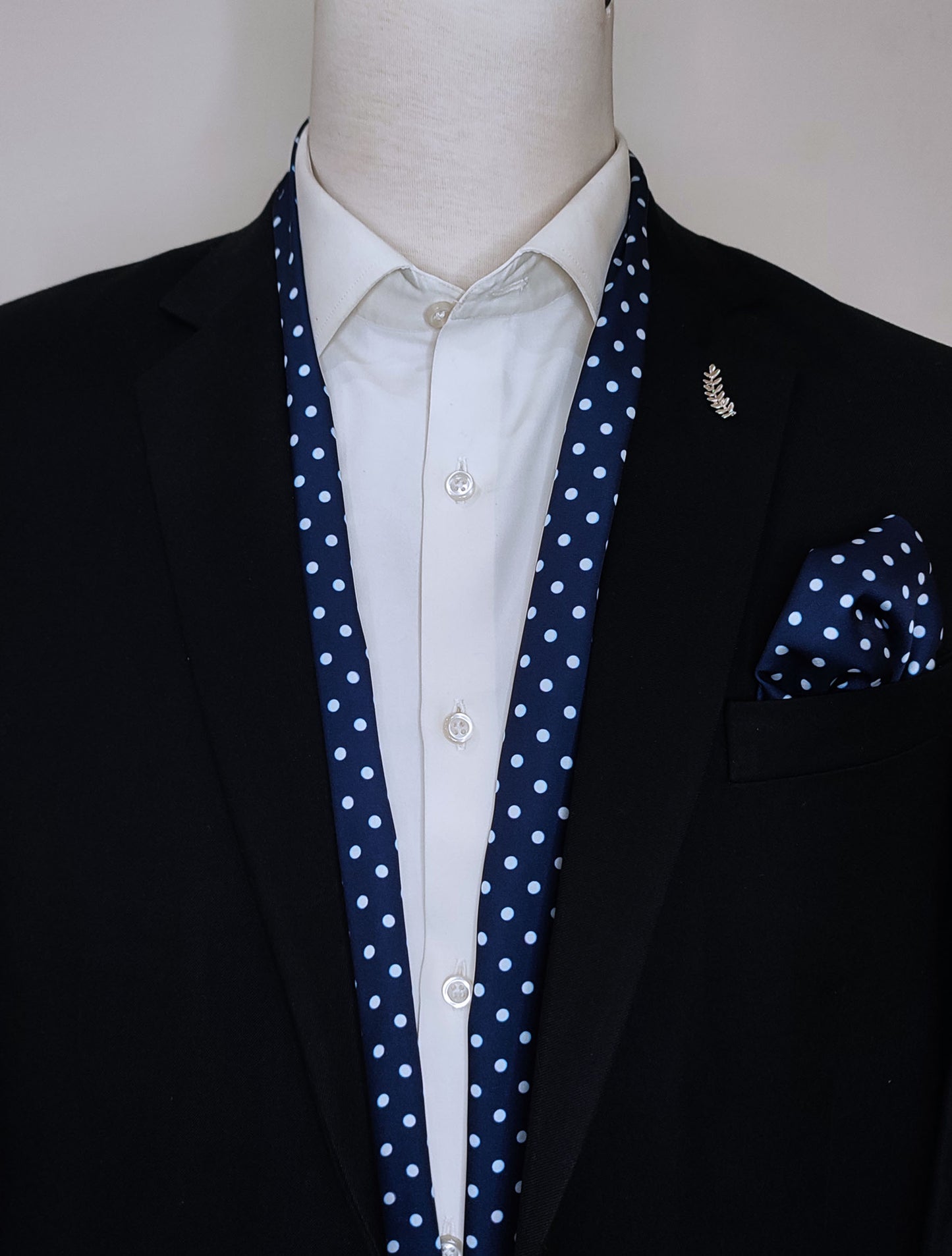 Starry Blue Night Polka Dots - Silk Men Scarf Set