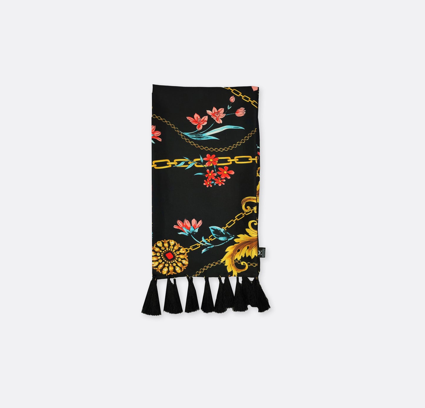 Black & Gold Chain Pattern - Silk Men Scarf