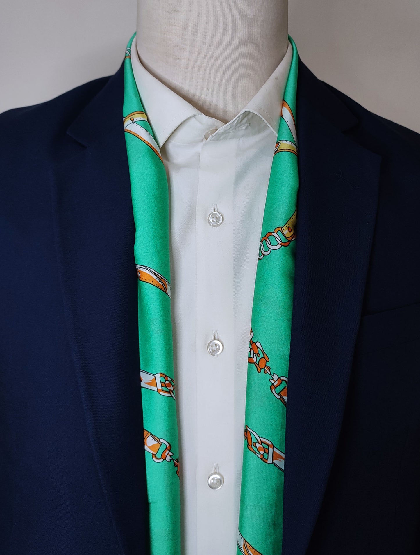 Chains and Straps (Sea Green) - Silk Men Scarf