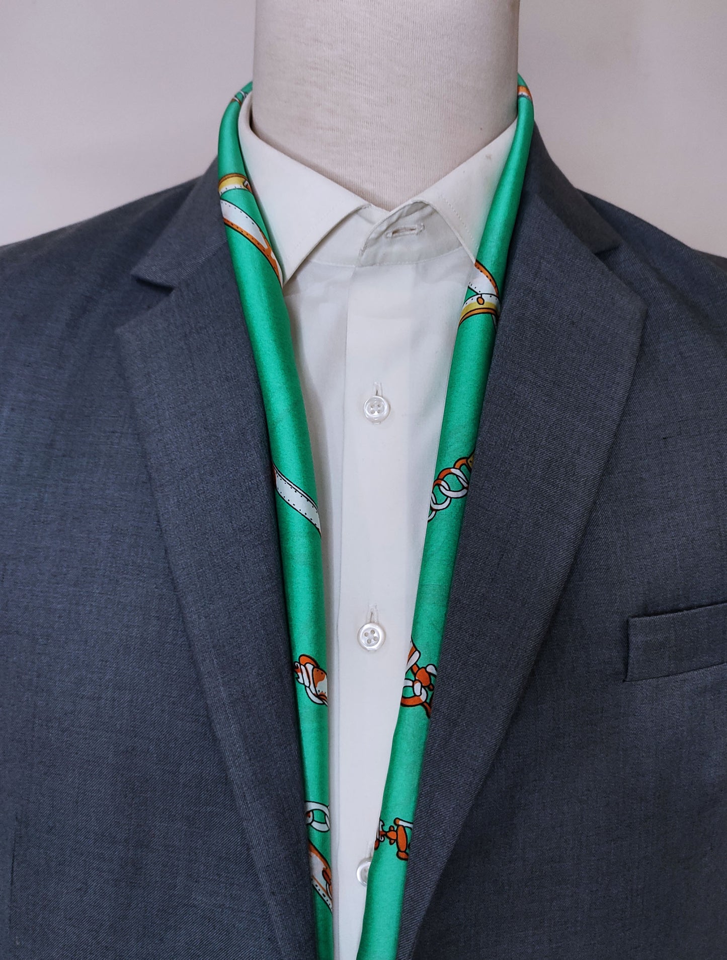 Chains and Straps (Sea Green) - Silk Men Scarf