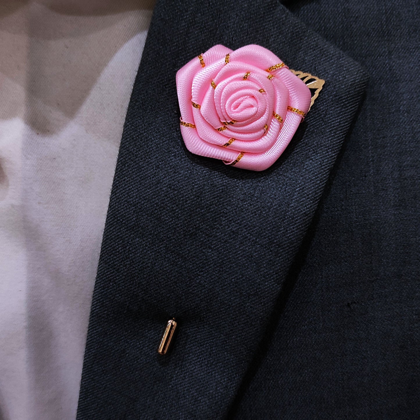 Pink Texture Floral Lapel Pin