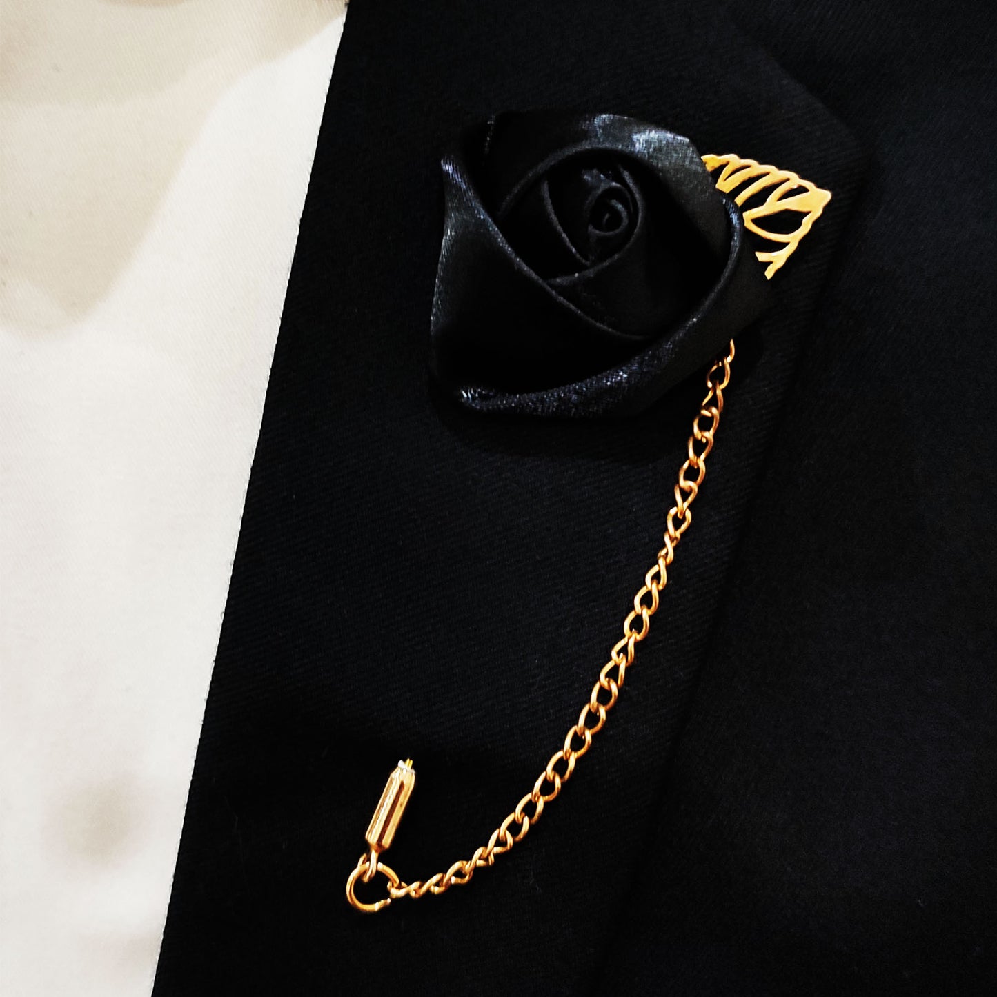Black Floral Lapel Pin