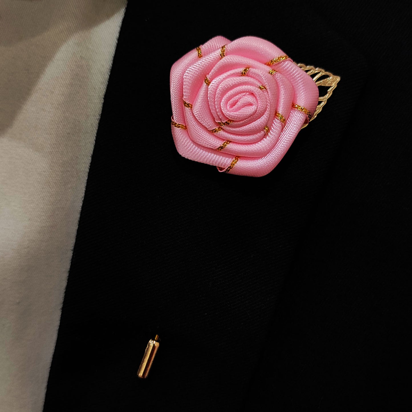 Pink Texture Floral Lapel Pin