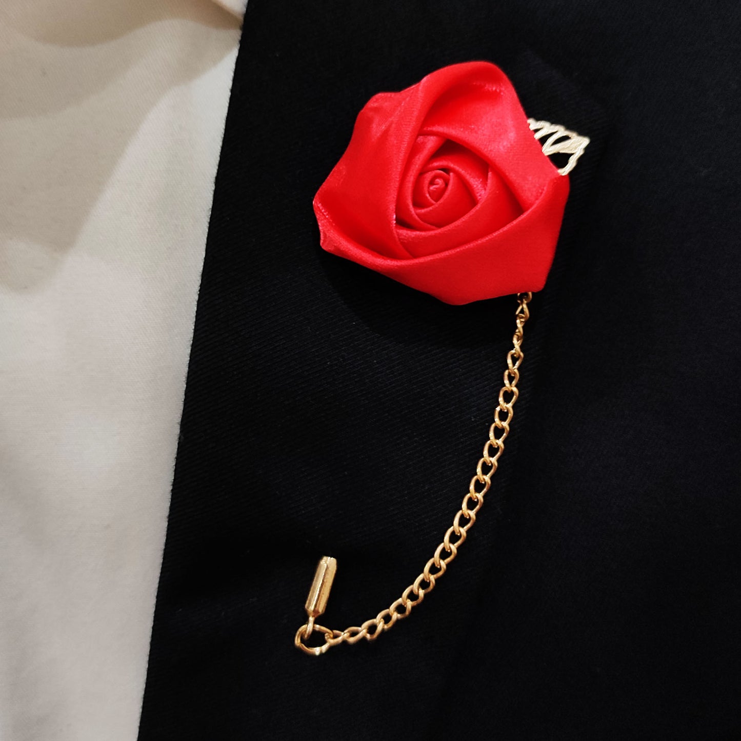 Red Floral Lapel Pin
