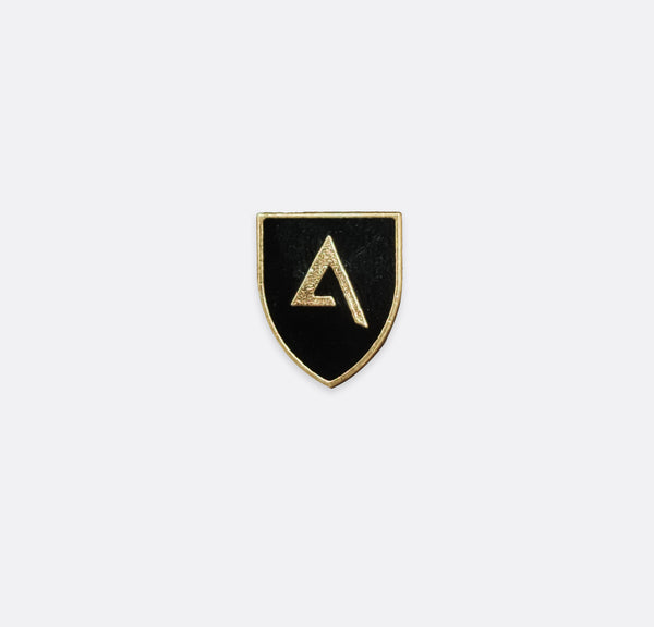 CLASSIC KNIGHT SHIELD – Black AND GOLD LAPEL PINS