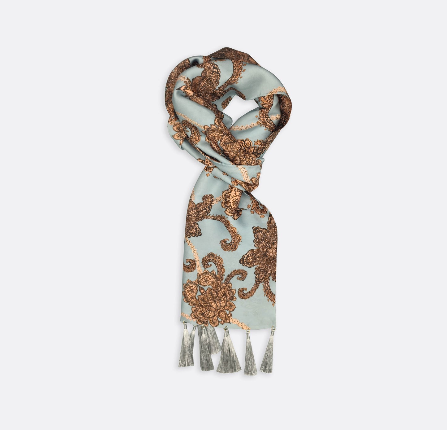 Grey Box Pleated - Silk Scarf