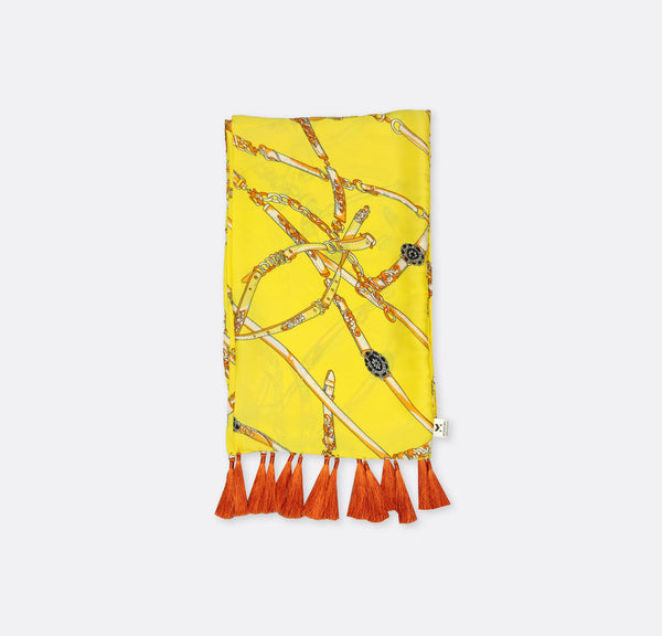 Chains and Straps (Yellow) - Silk Scarves