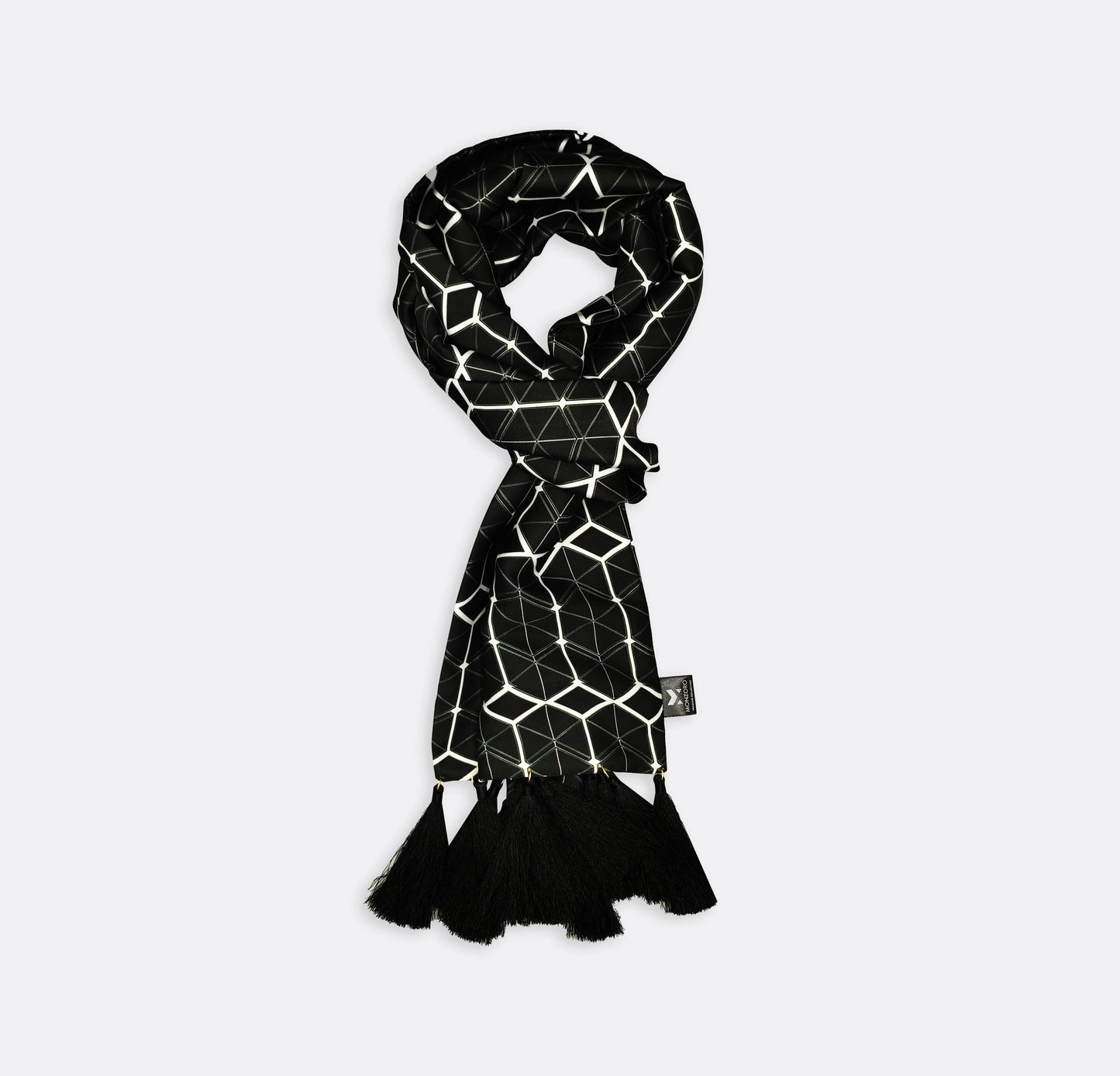 BLACK AND WHITE HEXAGONAL - SILK scarf