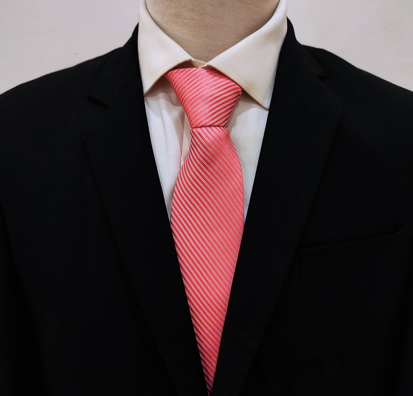 PINK DIAGONAL STRIPED NECK TIES