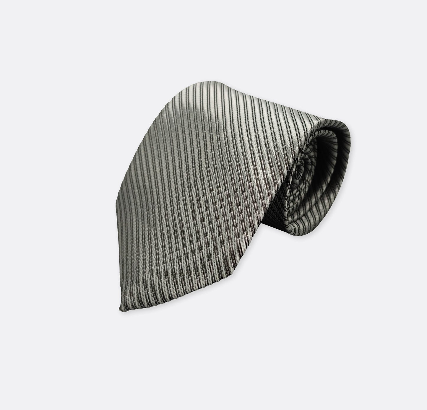 Metallic Grey Diagonal Striped Neck Tie