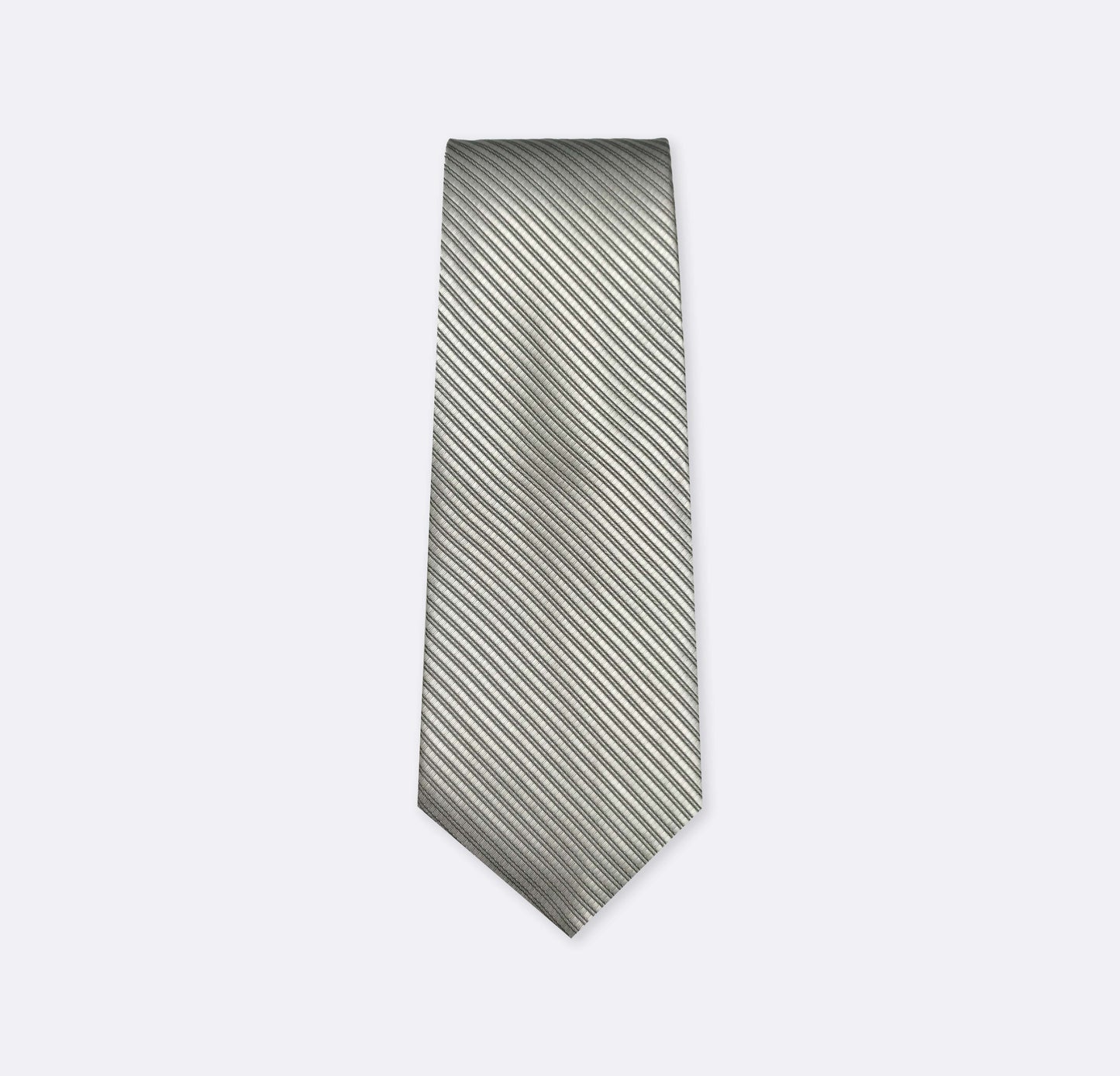 Metallic Grey Diagonal Striped Neck Tie