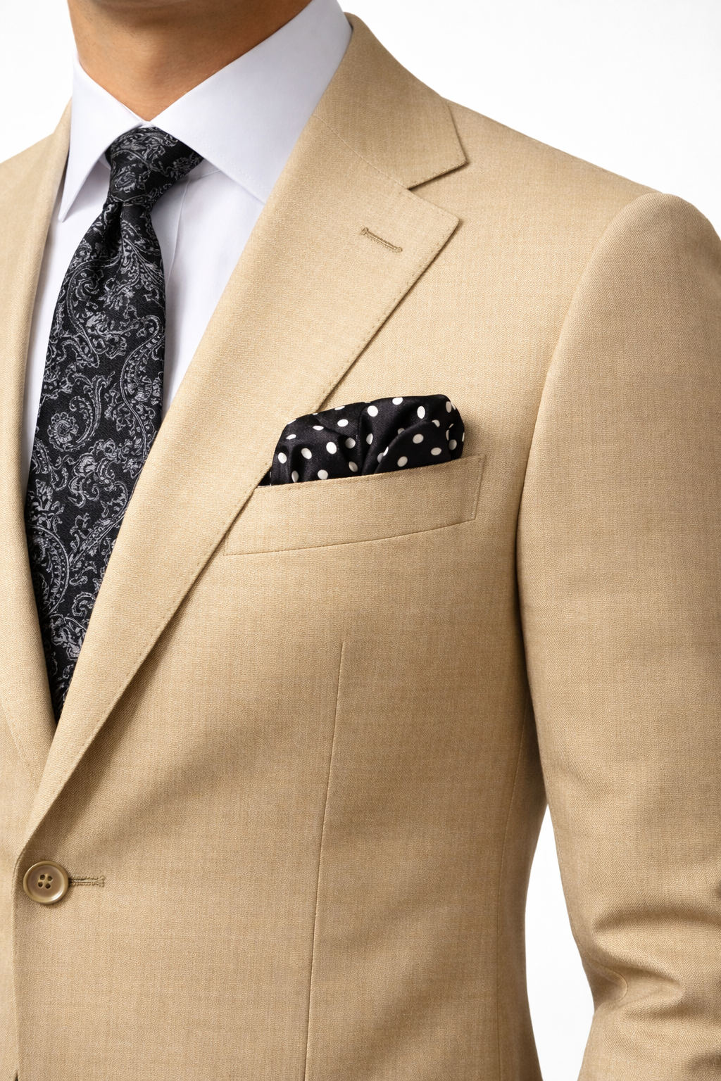 Black and White Polka Dots Silk Pocket Square by Monzoro – view 5
