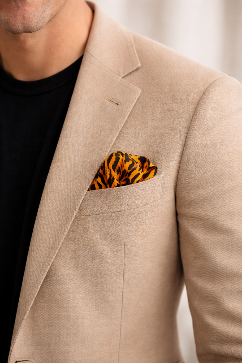 Midnight Roar Silk Pocket Square by Monzoro – view 4