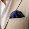 Royal Blue and Gold Stripes Silk Pocket Square by Monzoro – view 24