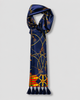 Royal Blue and Gold Stripes Silk Scarf by Monzoro