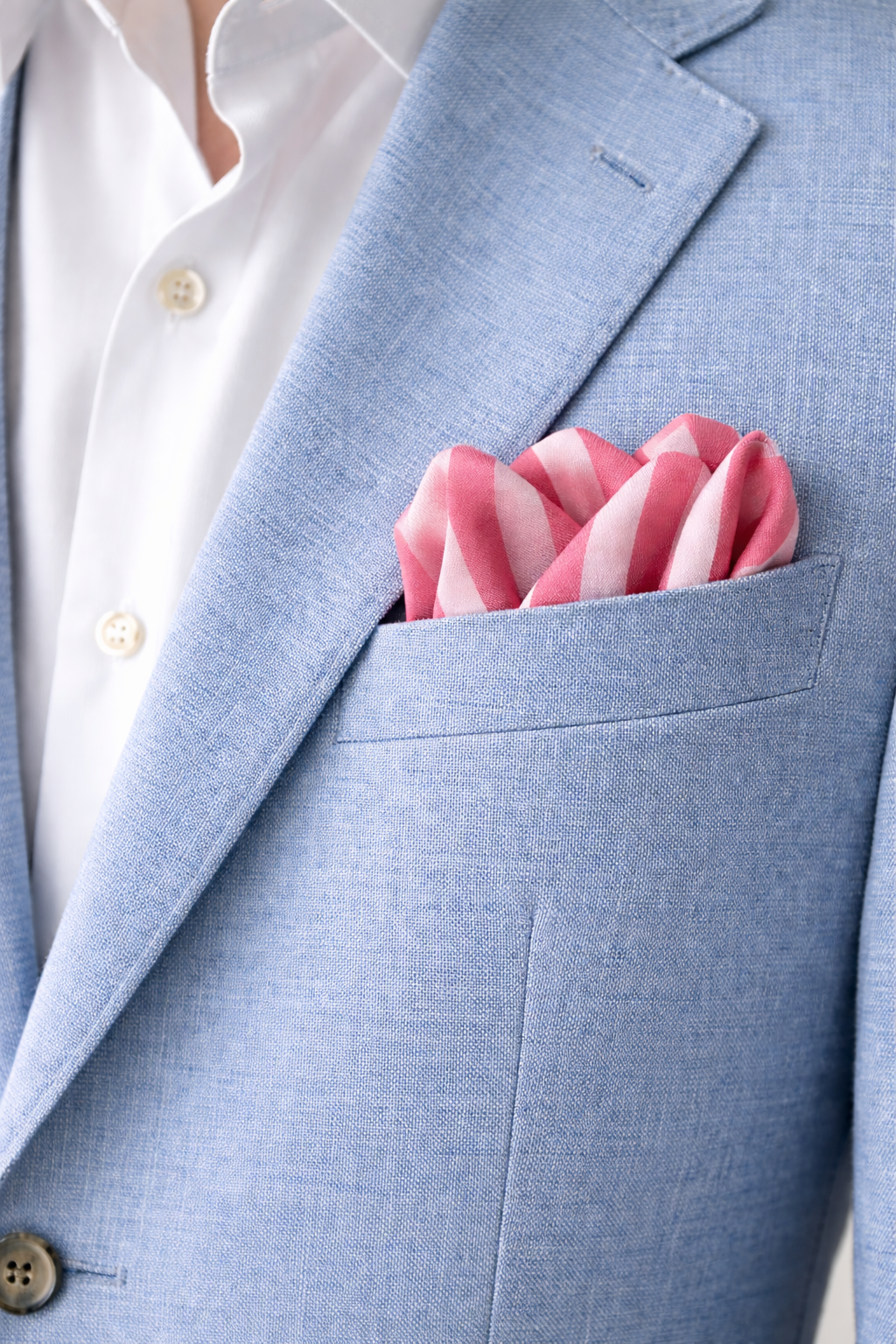 Soft Pink Striped Silk Pocket Square by Monzoro – view 4
