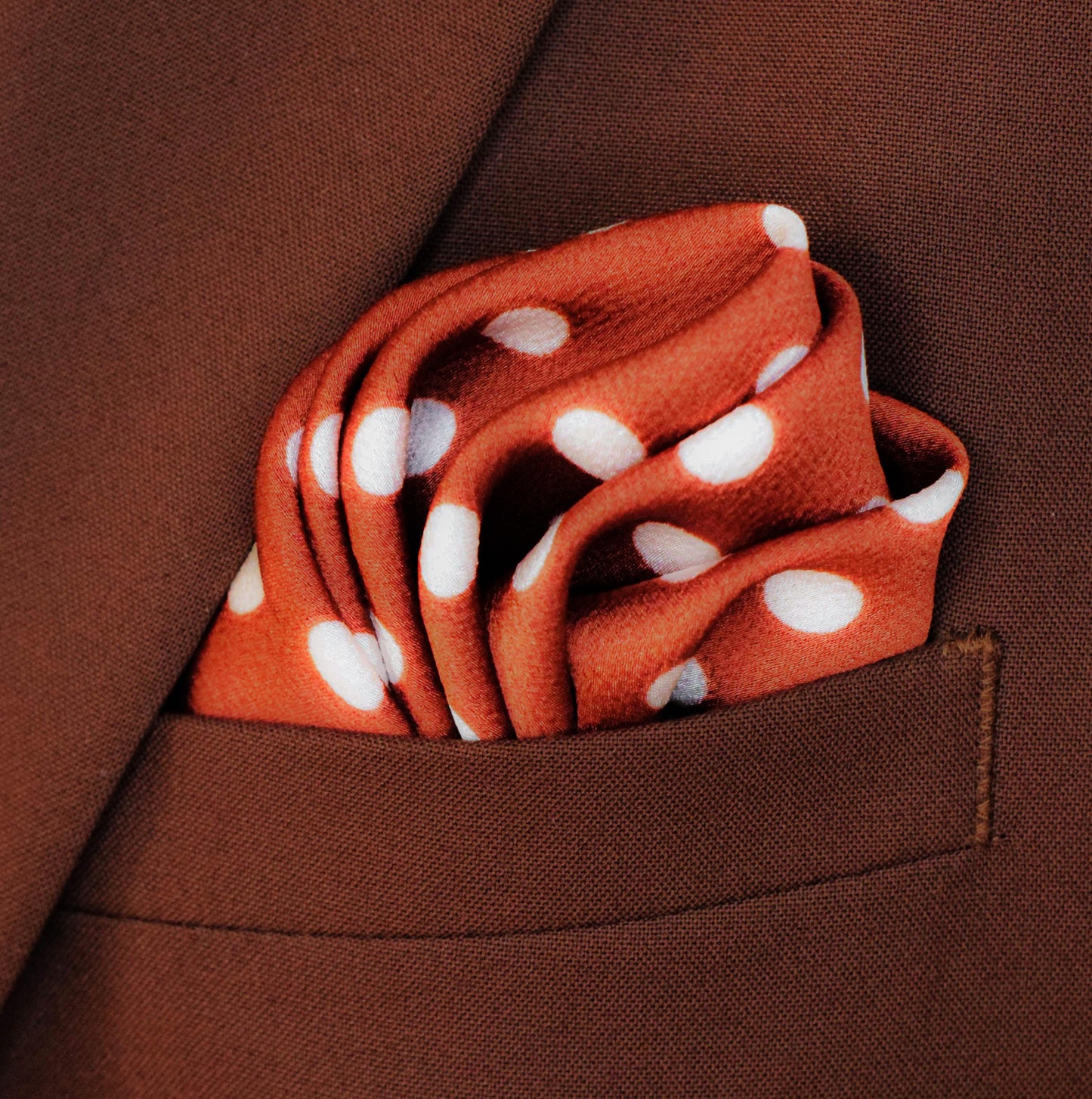 Copper Base Polka - Silk Pocket Square