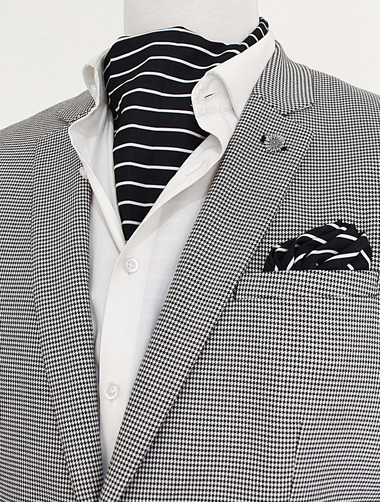 White Cane Crow - Silk Ascot & Pocket Square Set