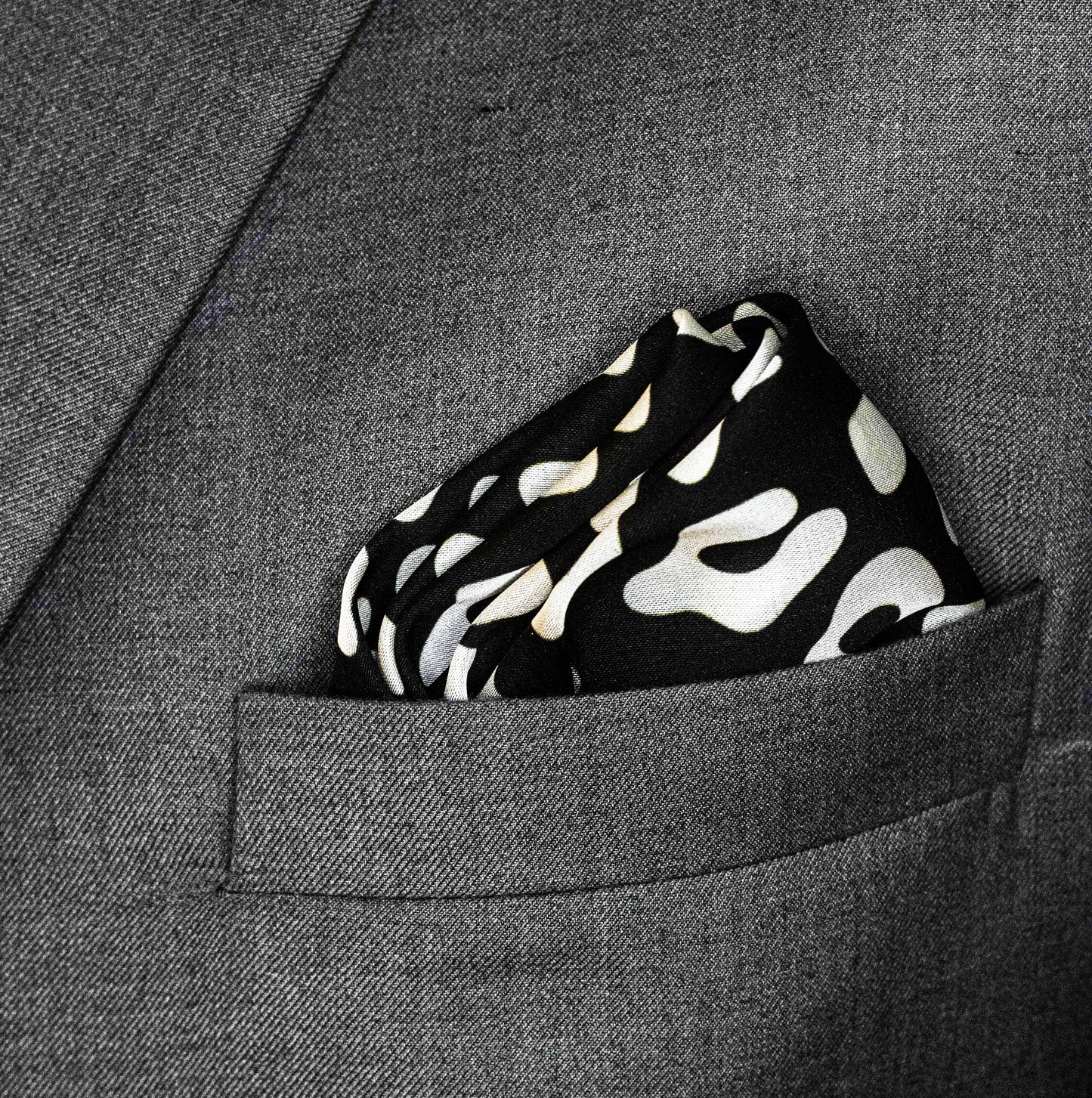 Black and White Leopard SilK Pocket Square