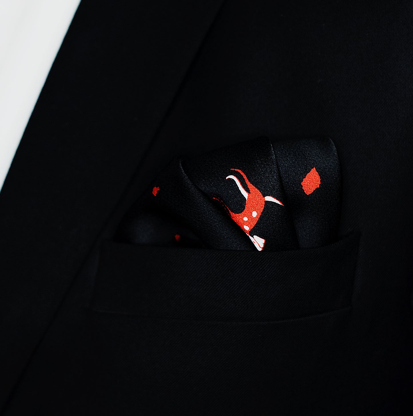 Black Dalmatian Silk Pocket Square