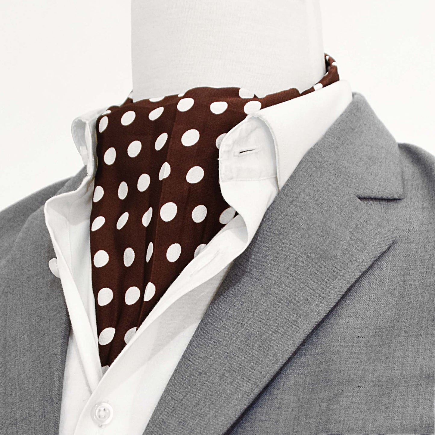 Coffee Base Polka - Silk Men Ascot
