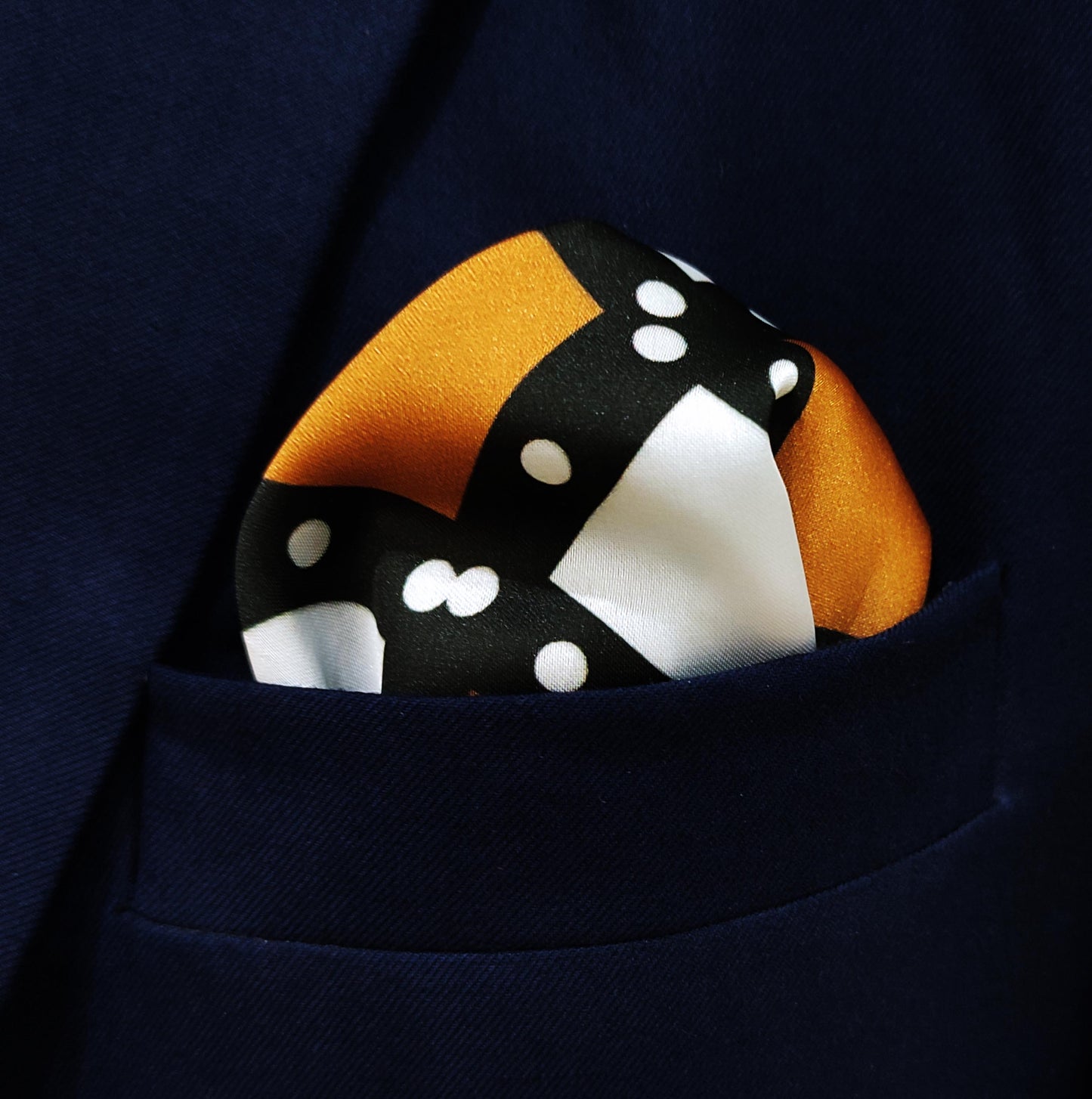 White Round Vector Design Silk Pocket Square