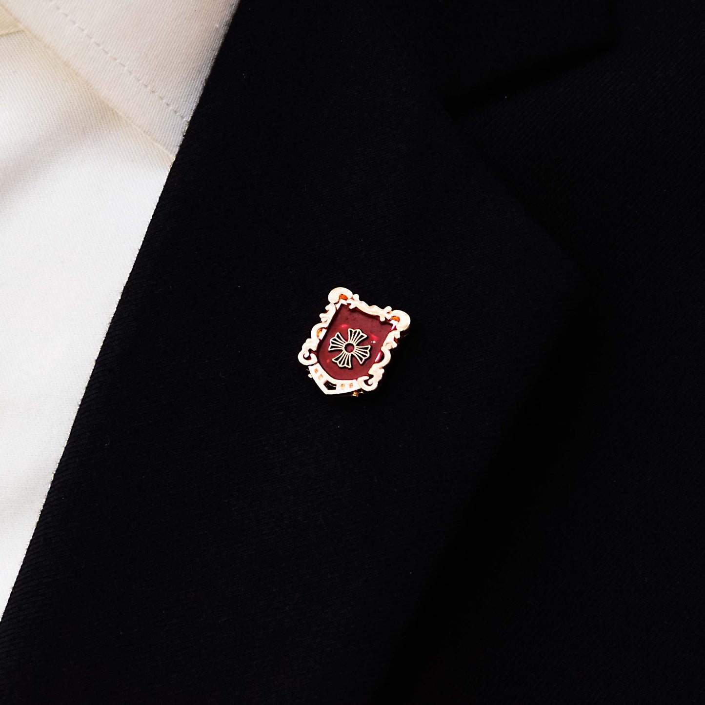 IRON CROSS KNIGHT SHieLD – Maroon AND GOLD LAPEL PINS