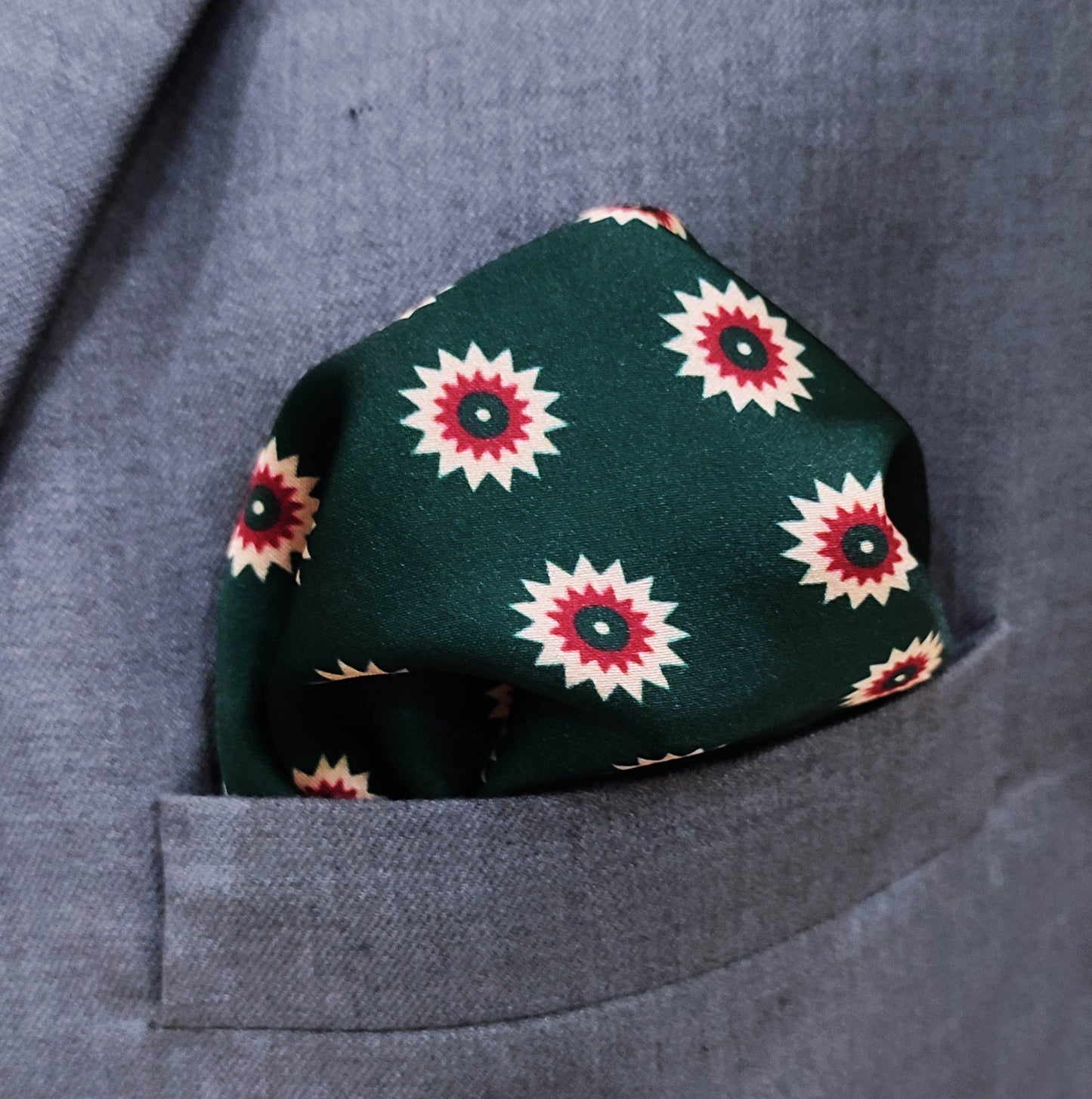 Green & Gold Reversible Silk Pocket Square