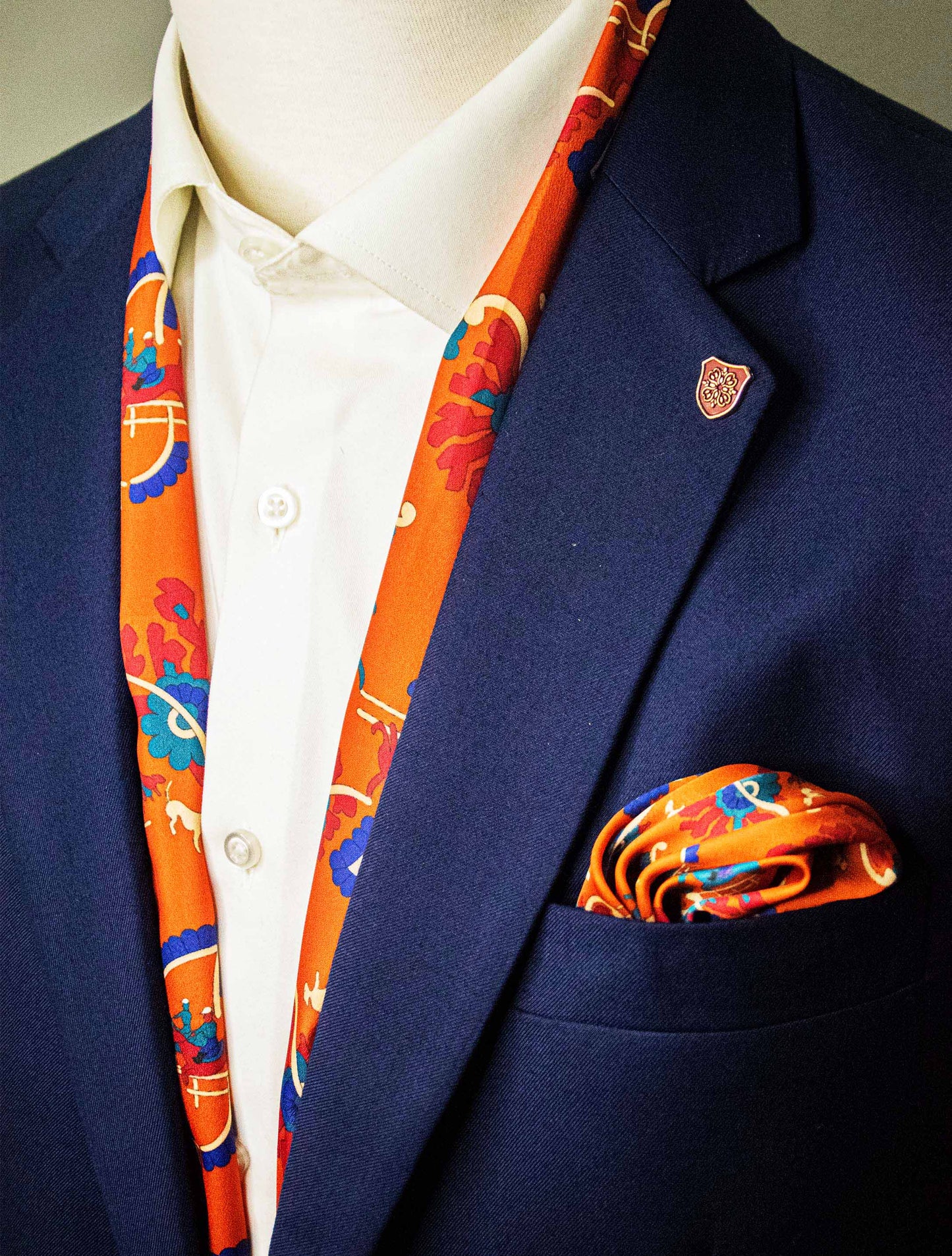 Rust Paisley and Floral - Silk Scarf and Pocket Square Set