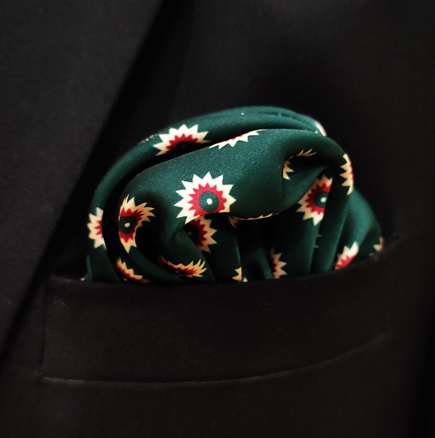 Green & Gold Reversible Silk Pocket Square