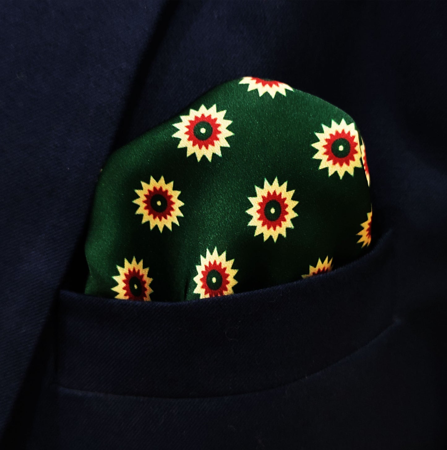 Green & Gold Reversible Silk Pocket Square