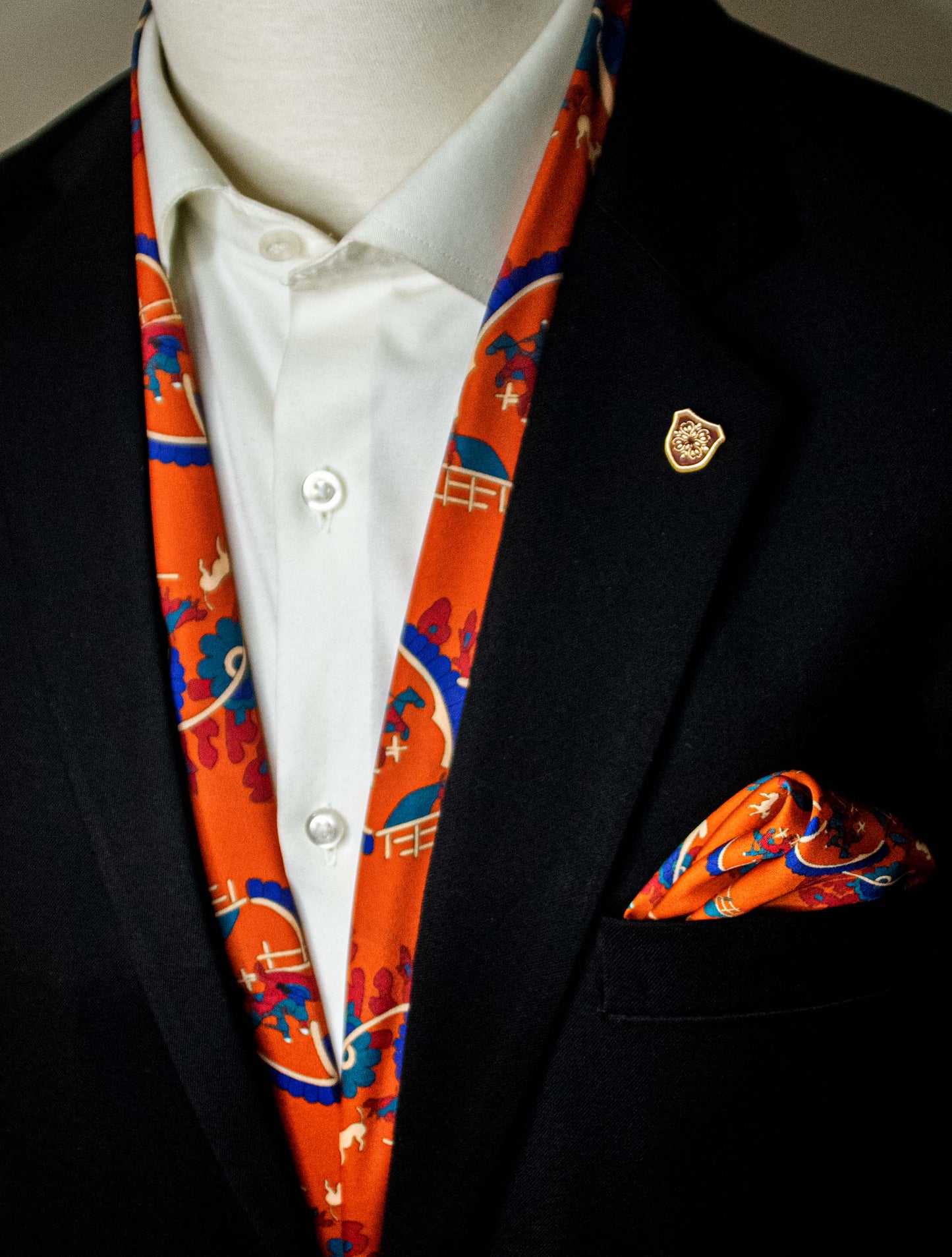 Rust Paisley and Floral - Silk Scarf and Pocket Square Set