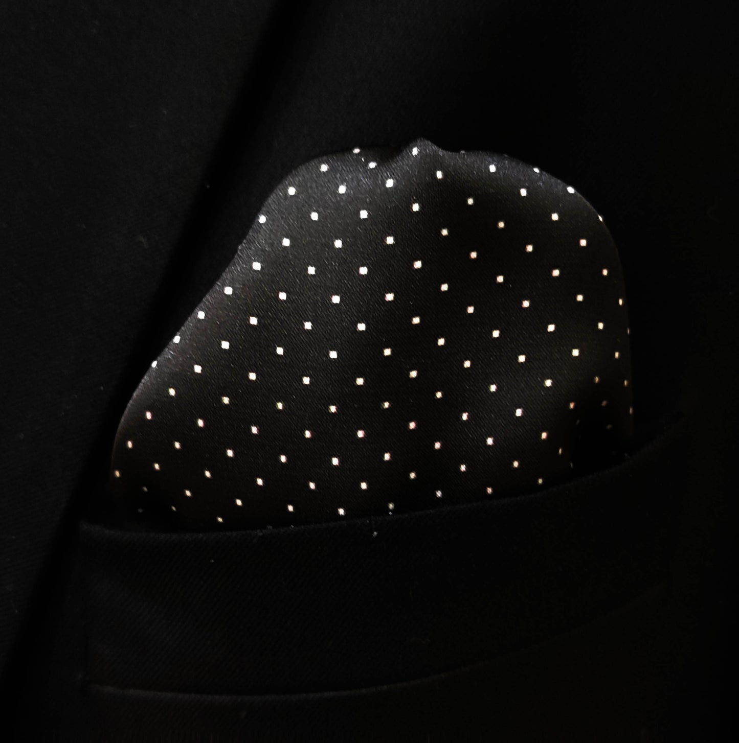 Black Dot Polka - Silk Pocket Square