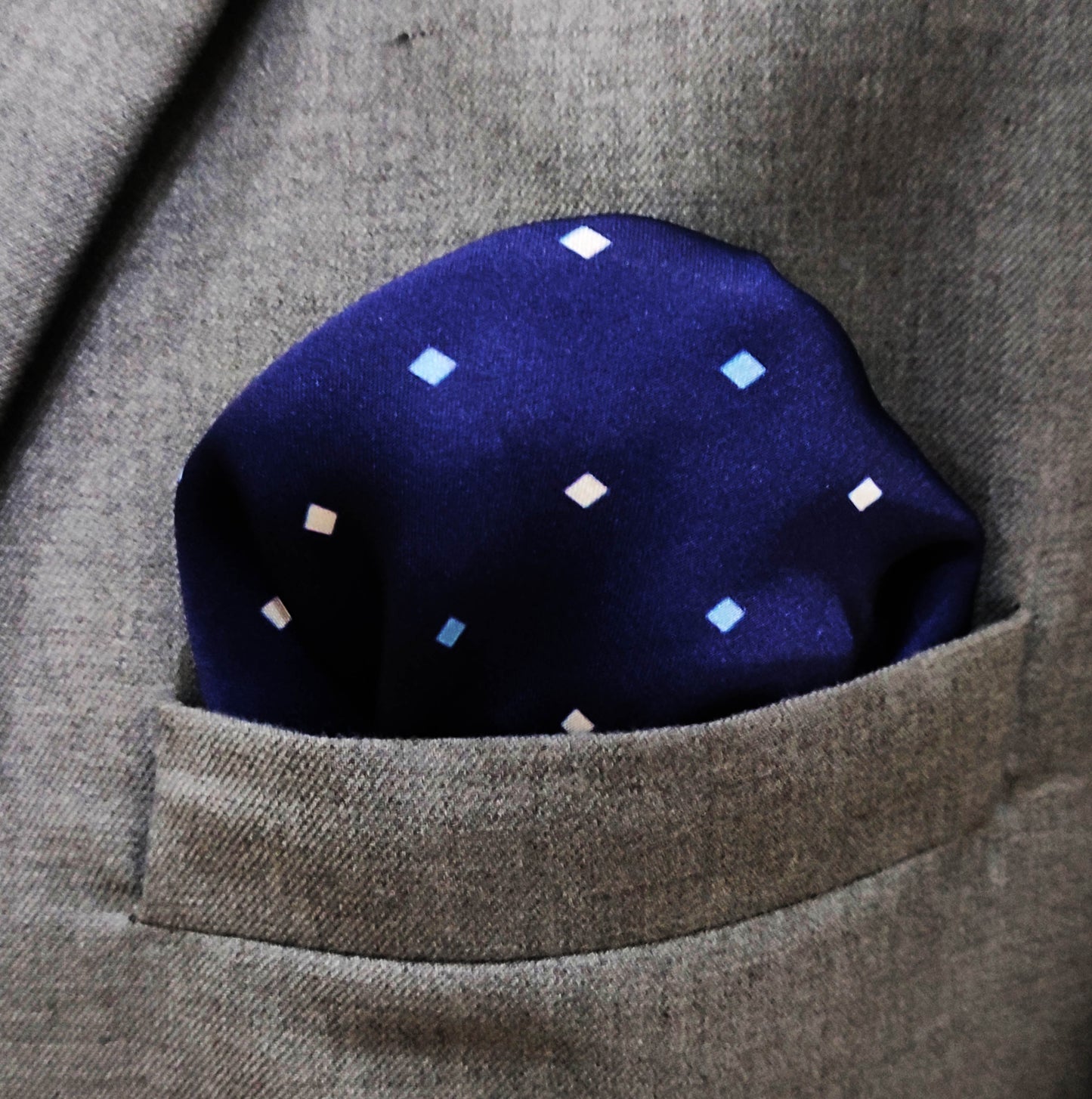 Blue Multi Dotted Silk Pocket Square
