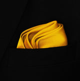 Mustard Solid Silk Pocket Squares