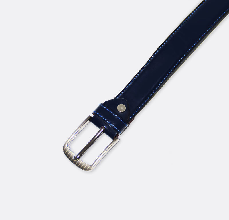 Luxury blue leather belt