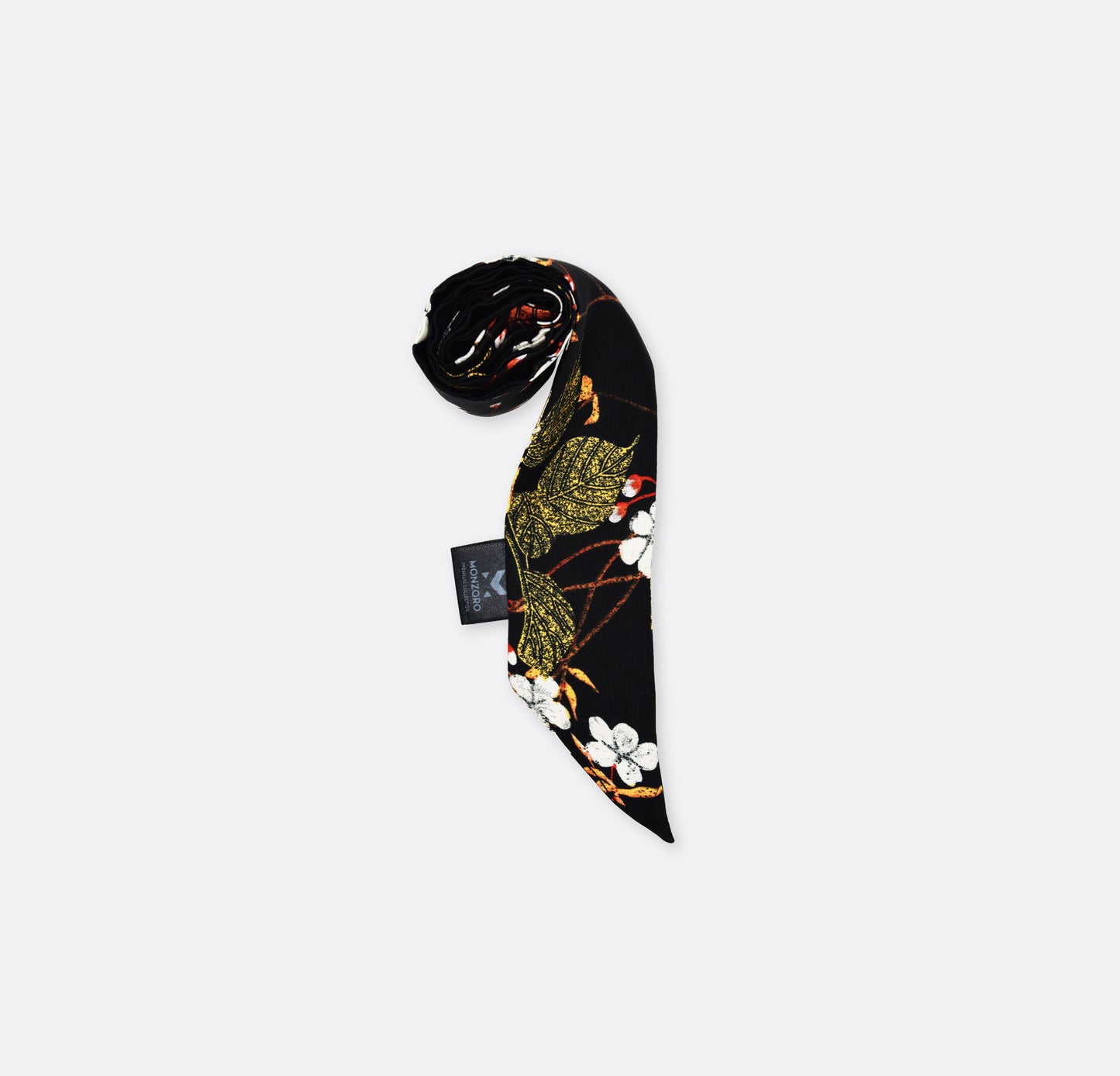 Black and Gold Daisy Silk Twilly Scarf