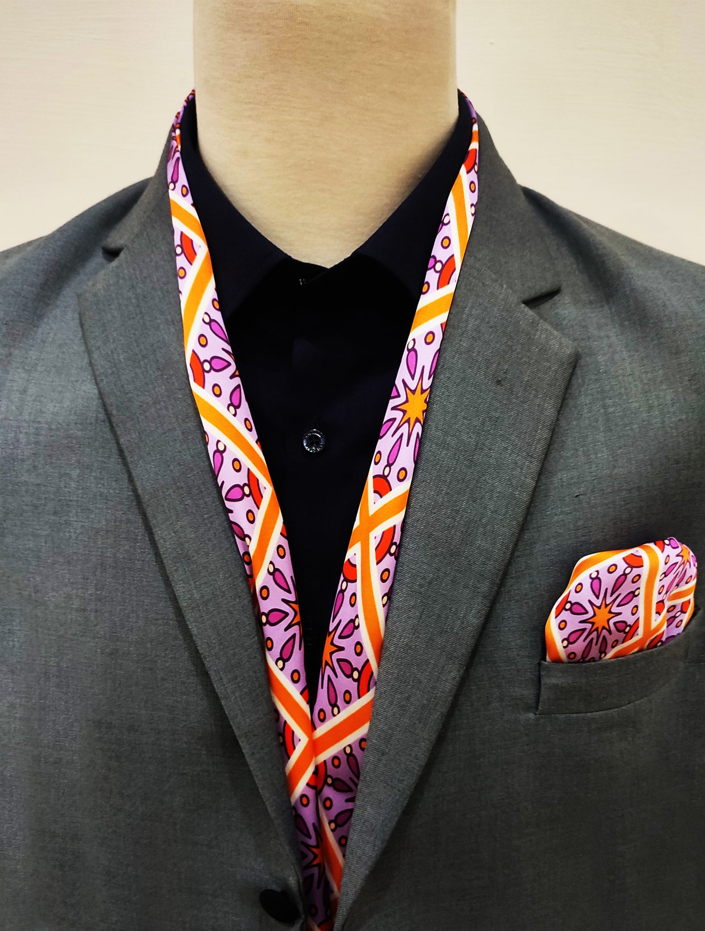 Retro Vintage - Silk Men Scarf and Pocket Square Set