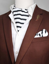 Black & White Stripes Silk Ascot Set