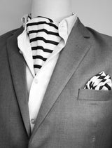 Black & White Stripes Silk Ascot & Pocket Square Set