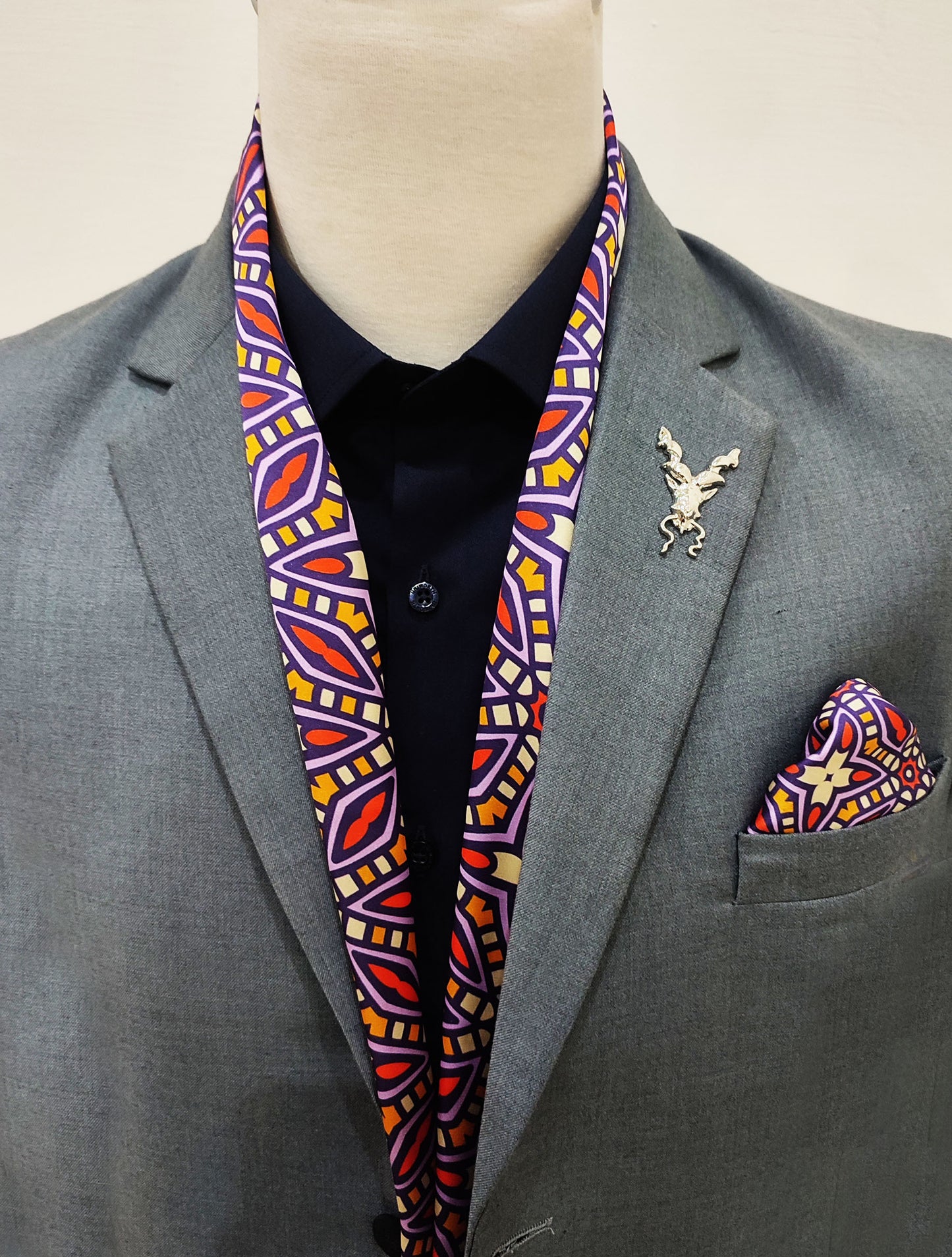 Colourful Abstract Art - Silk Men Scarf and Pocket Square Set